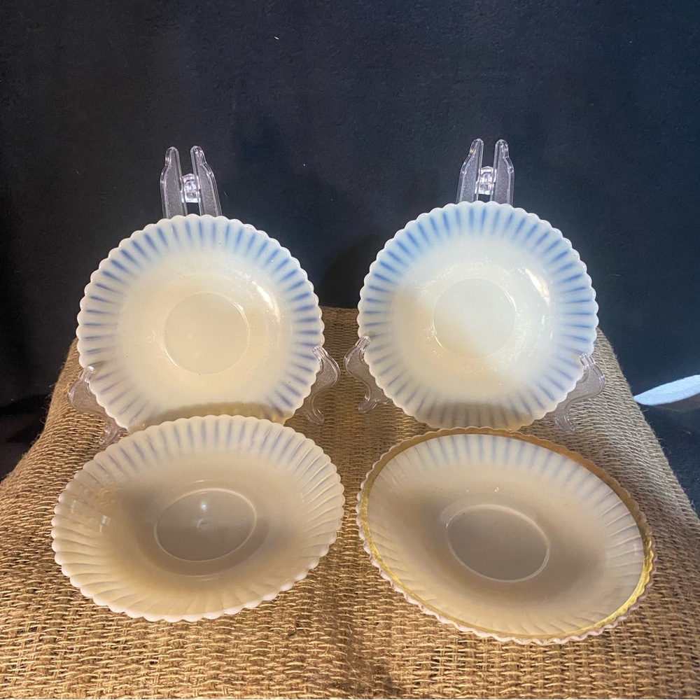 4 Vtg MacBeth-Evans Petalware Cremax Gold Floral Decal Saucer Plates 6"